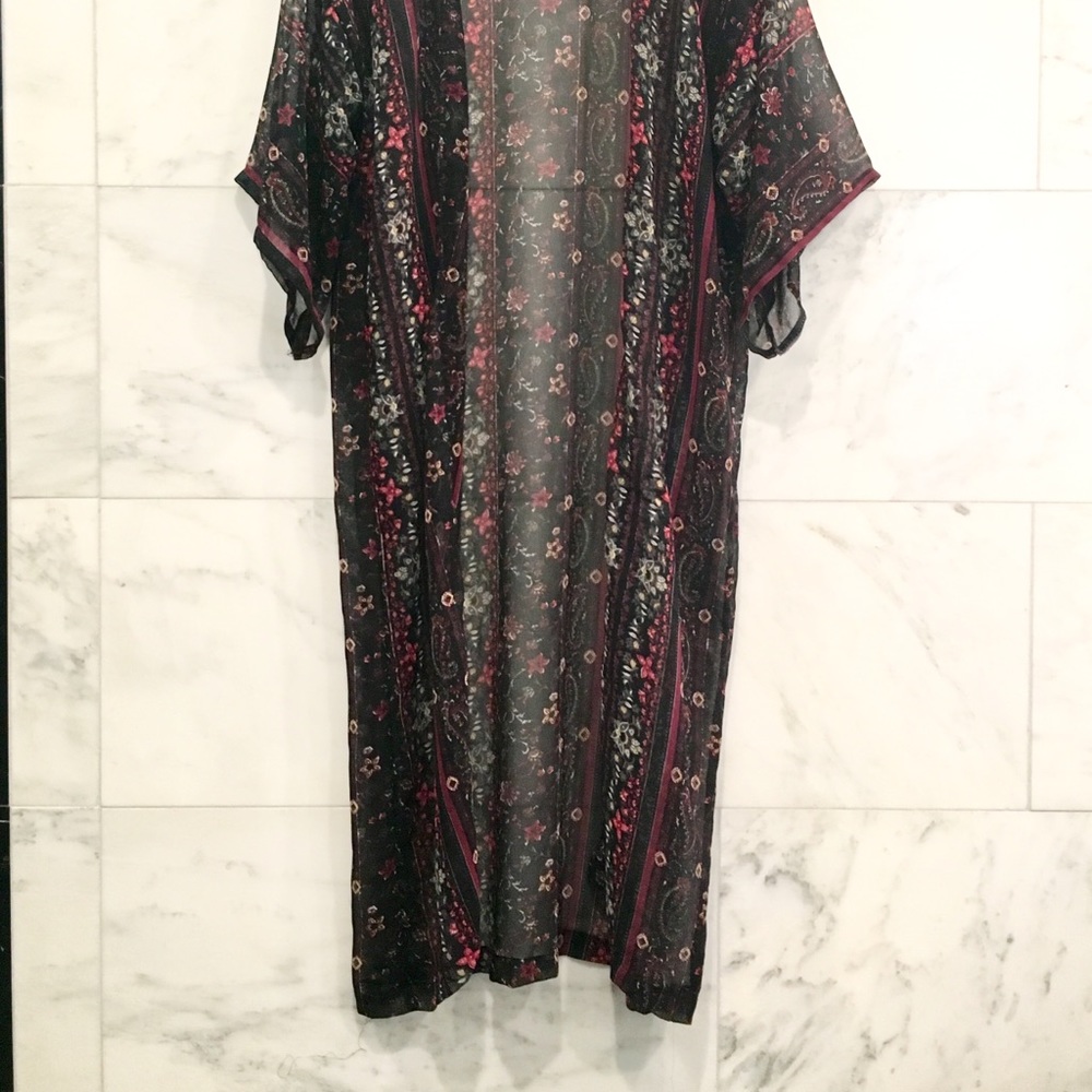 Free Press long sheer paisley kimono boho duster - Picture 2 of 5